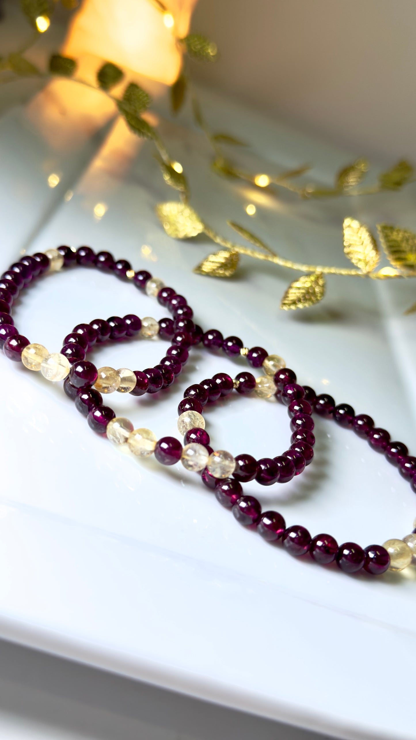 Garnet and Citrine stretchy bracelet