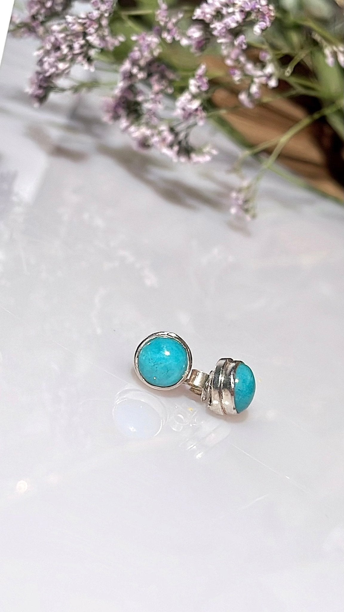 Amazonite stud earrings .925 silver - style2 - The Crystal Therapy