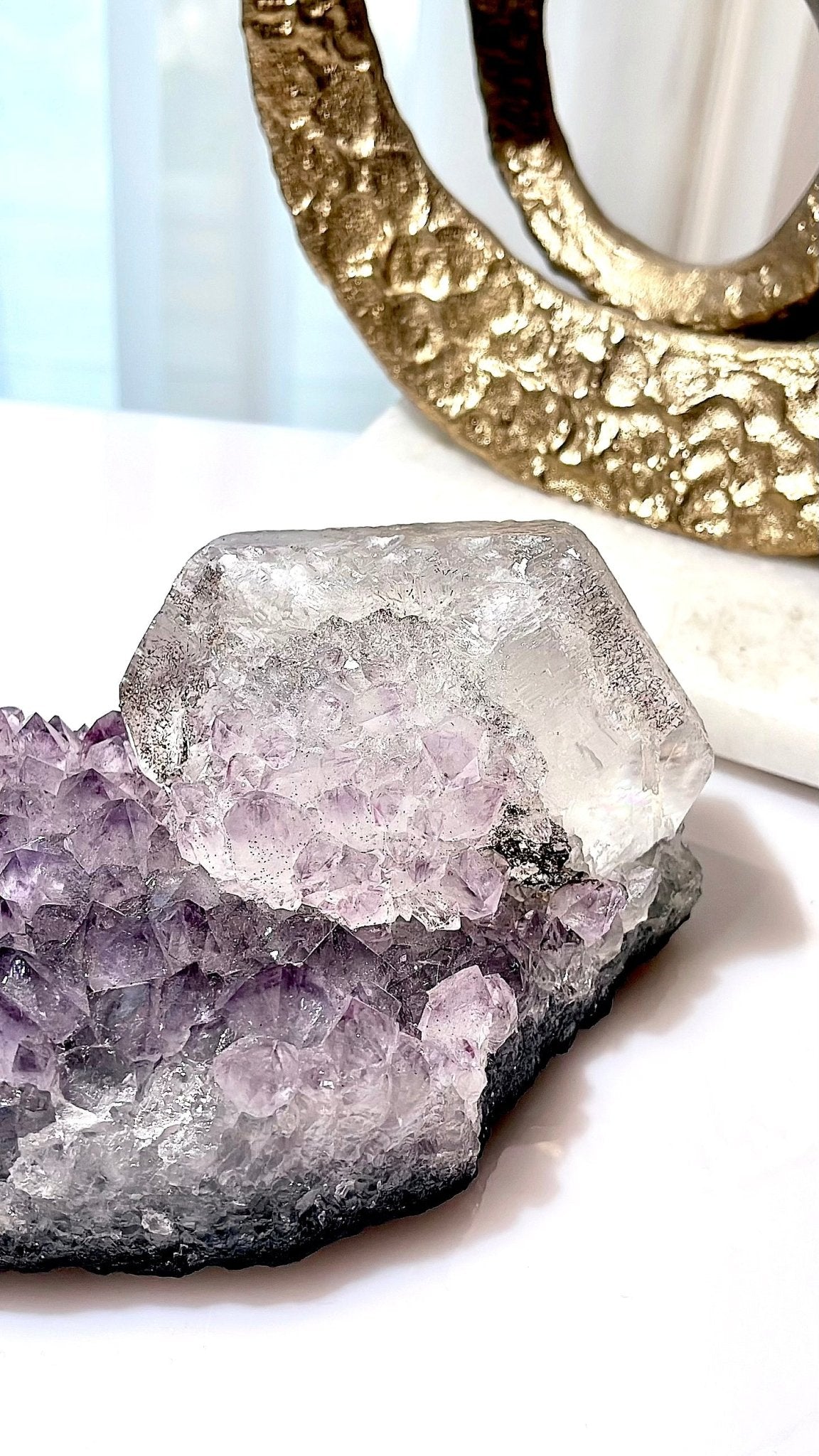 Amethyst with Optical Calcite - The Crystal Therapy