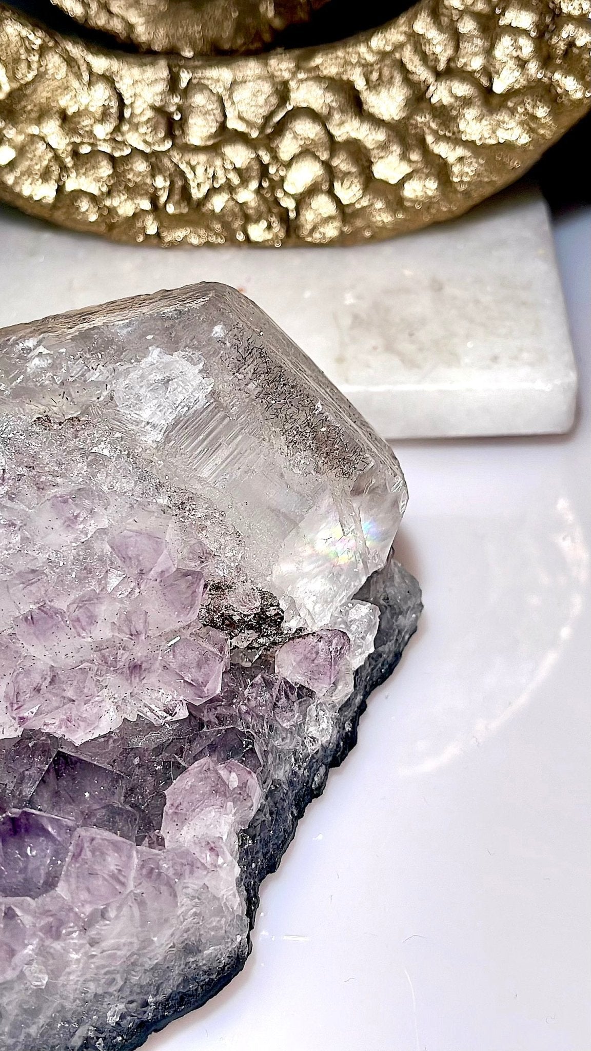 Amethyst with Optical Calcite - The Crystal Therapy