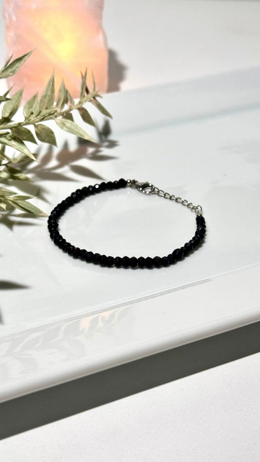 Black Tourmaline silver bracelet - The Crystal Therapy