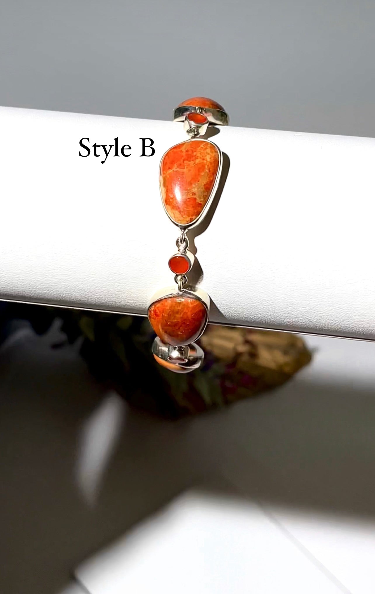 Carnelian with Red Coral bracelet .925 silver - The Crystal Therapy