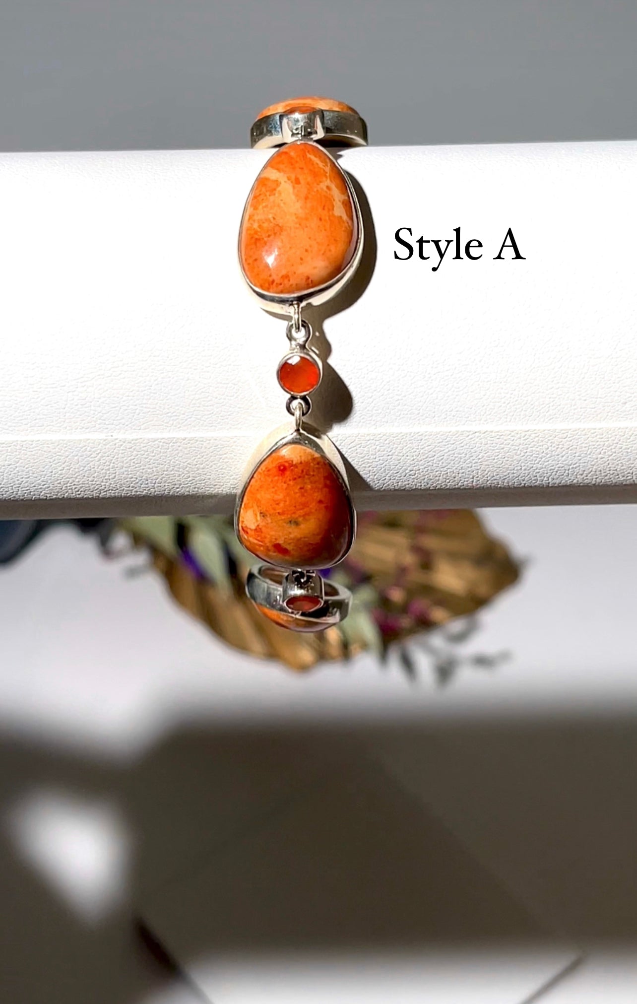 Carnelian with Red Coral bracelet .925 silver - The Crystal Therapy