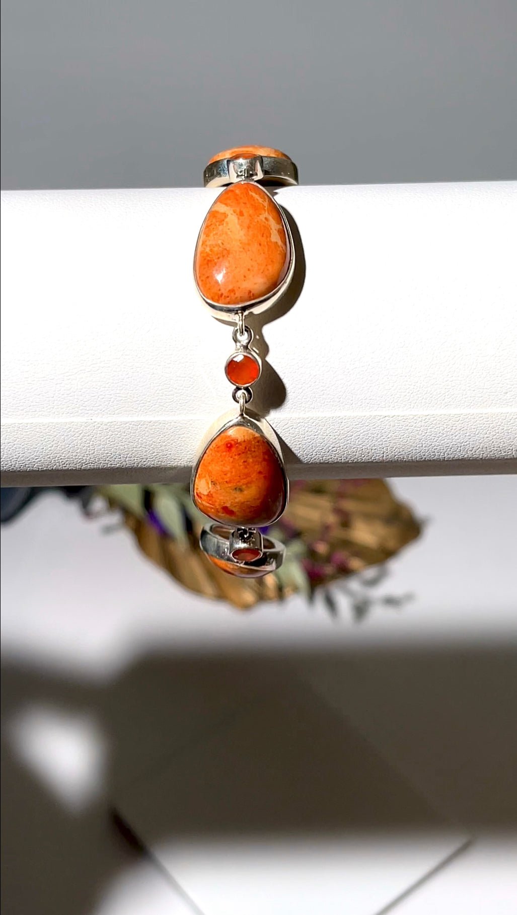 Carnelian with Red Coral bracelet .925 silver - The Crystal Therapy