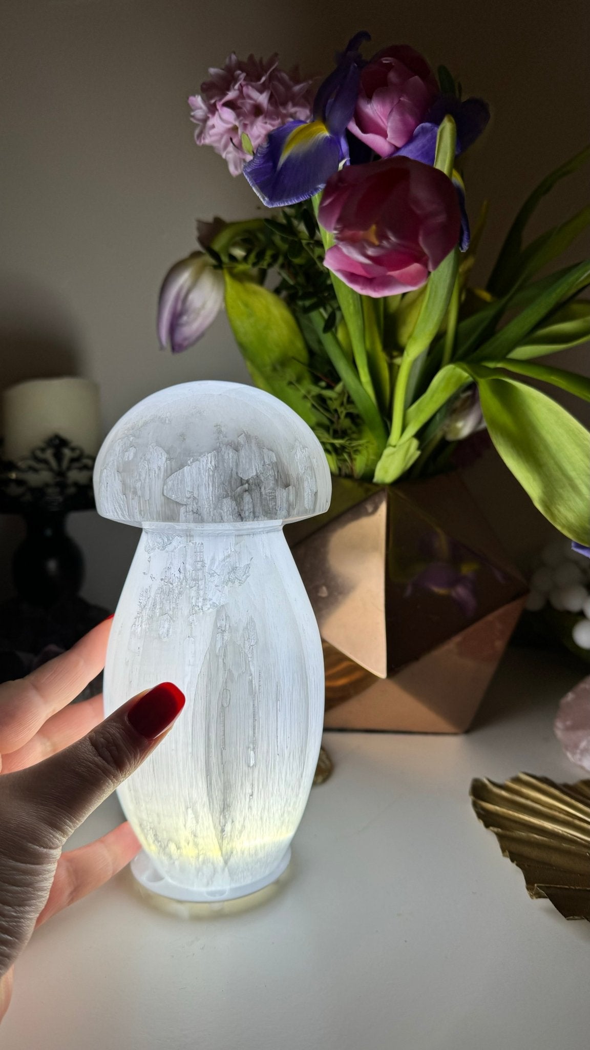 Selenite Mushroom Lamp - The Crystal Therapy