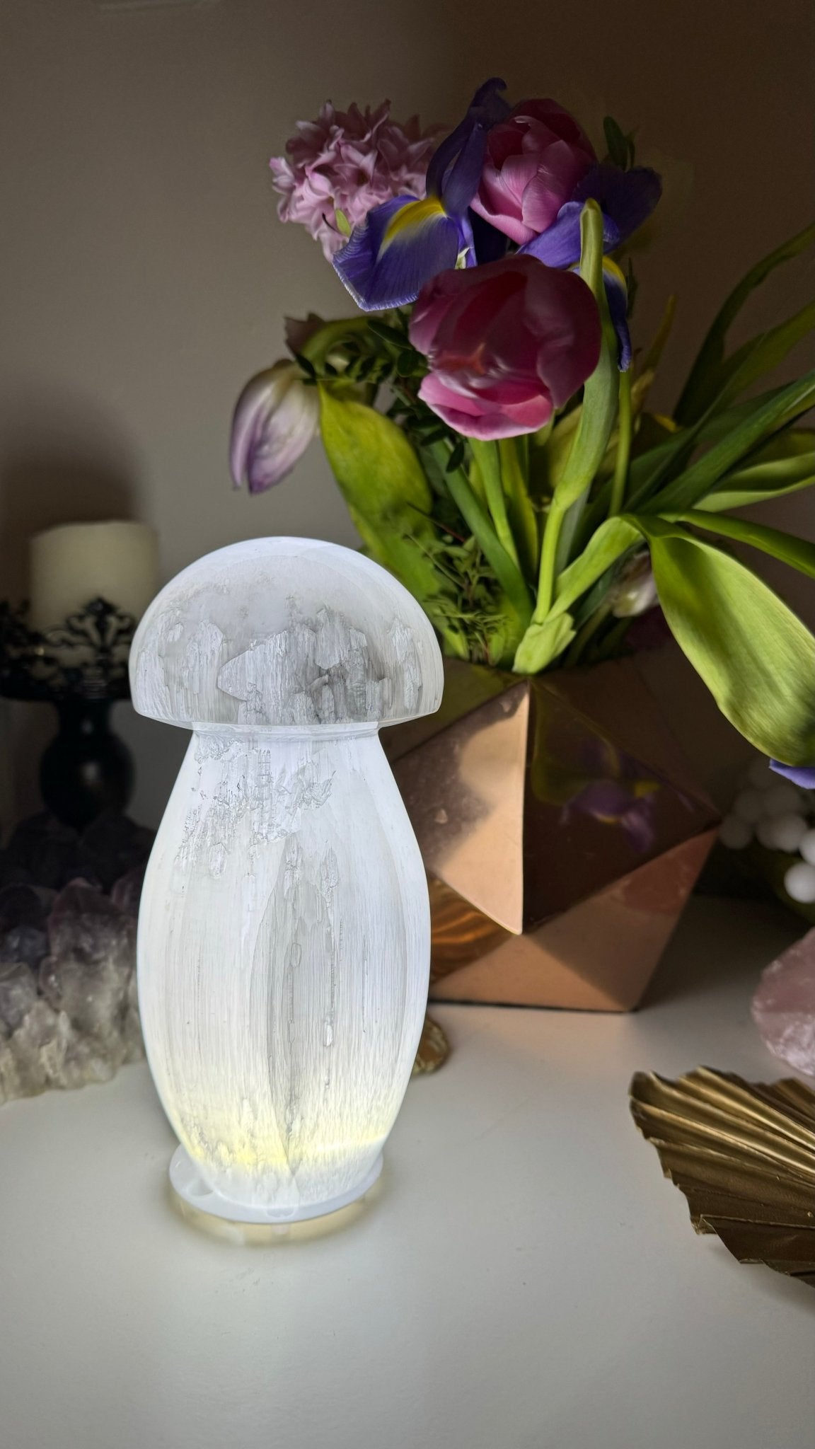 Selenite Mushroom Lamp - The Crystal Therapy