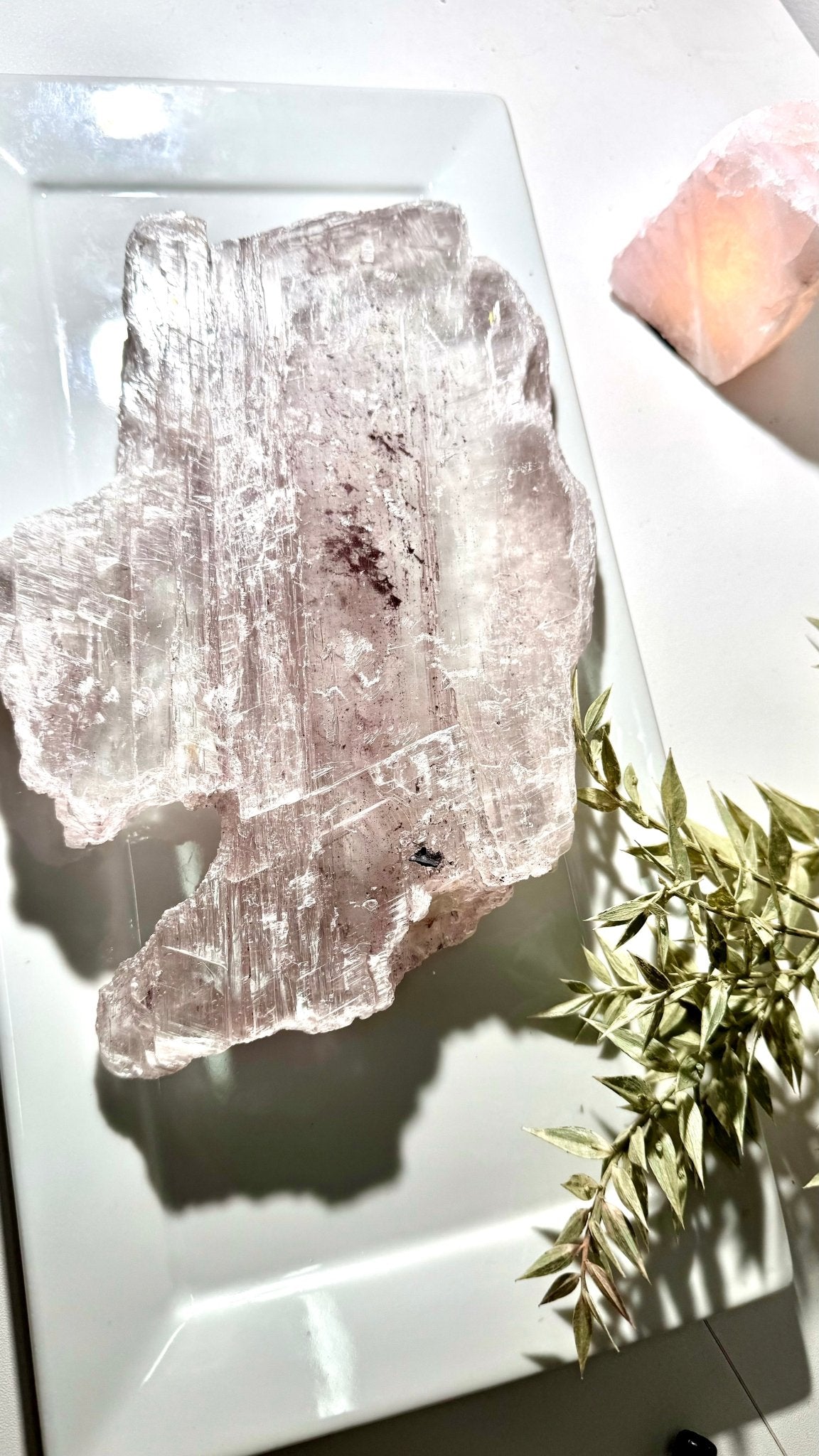 Selenite with Hematite medium slab - The Crystal Therapy