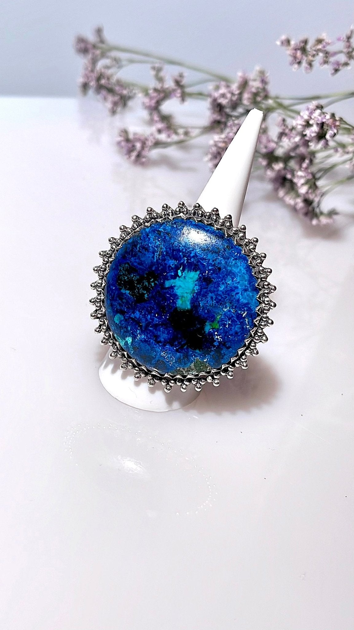 Shattuckite statement ring - adjustable - The Crystal Therapy