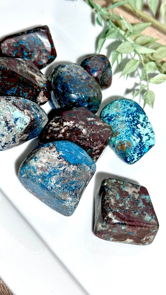 Shattuckite tumbles - The Crystal Therapy